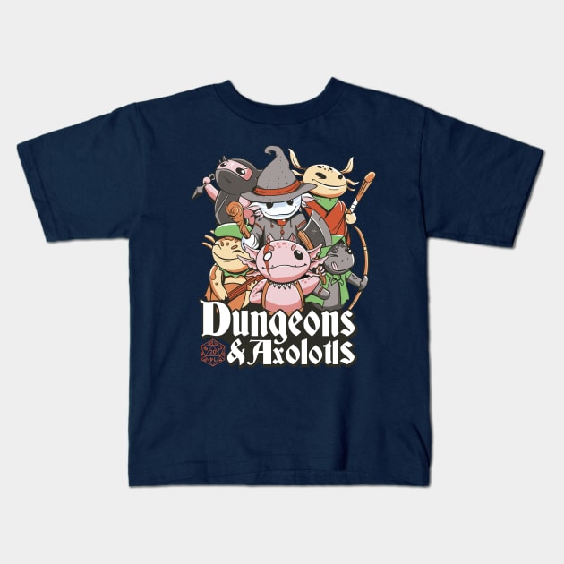 Axolotl army /  Dungeons and axolotls Kids T-Shirt by elaissiiliass